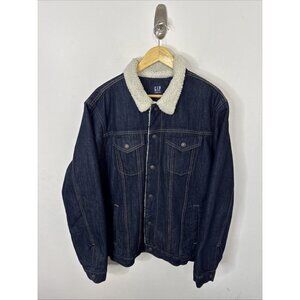 Gap Men XL Sherpa Lined Denim Jean Jacket Classic Blue